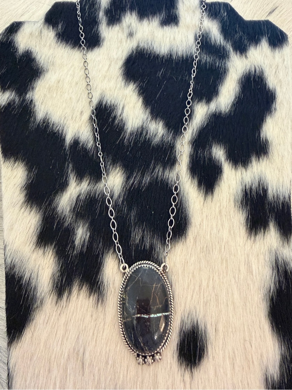 ❤️ Premium Black Jack Turquoise Lightning Brushed Sterling 925 ADJ Necklace 16g - Picture 3 of 15
